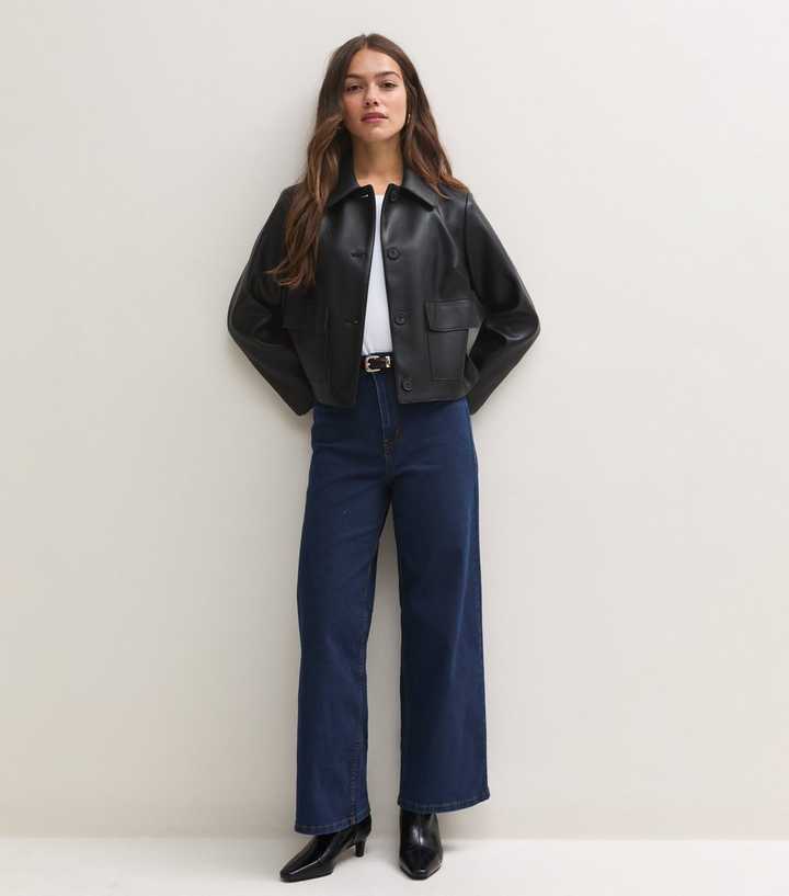 Petite Blue Stretch Wide Leg Jeans