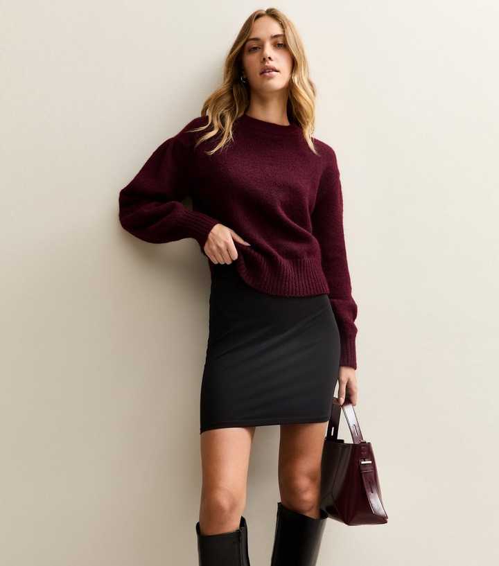Black Stretch Cotton Tube Mini Skirt