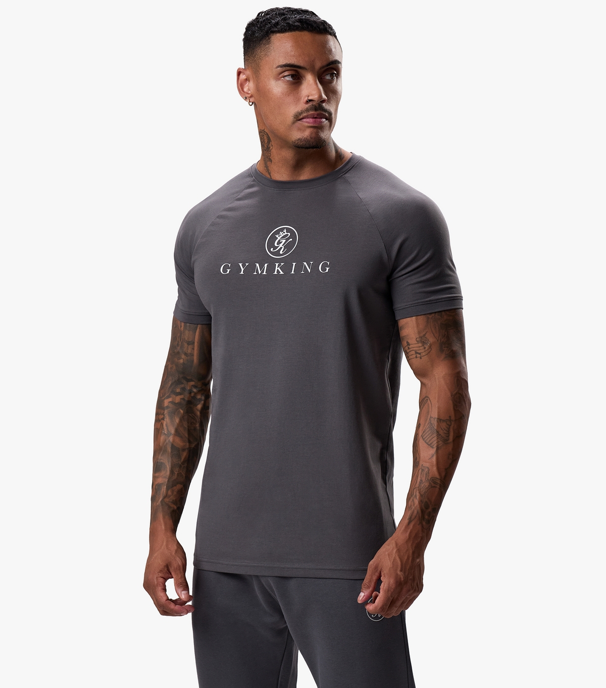 Men's Dark Grey Pro T-Shirt Gym King New Look
