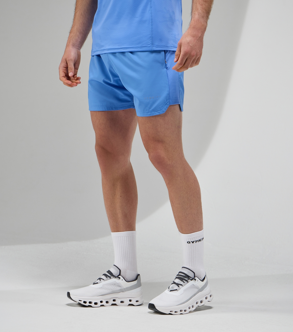 Men's Focus Blue Logo Print Drawstring Waist Shorts Gym King New Look