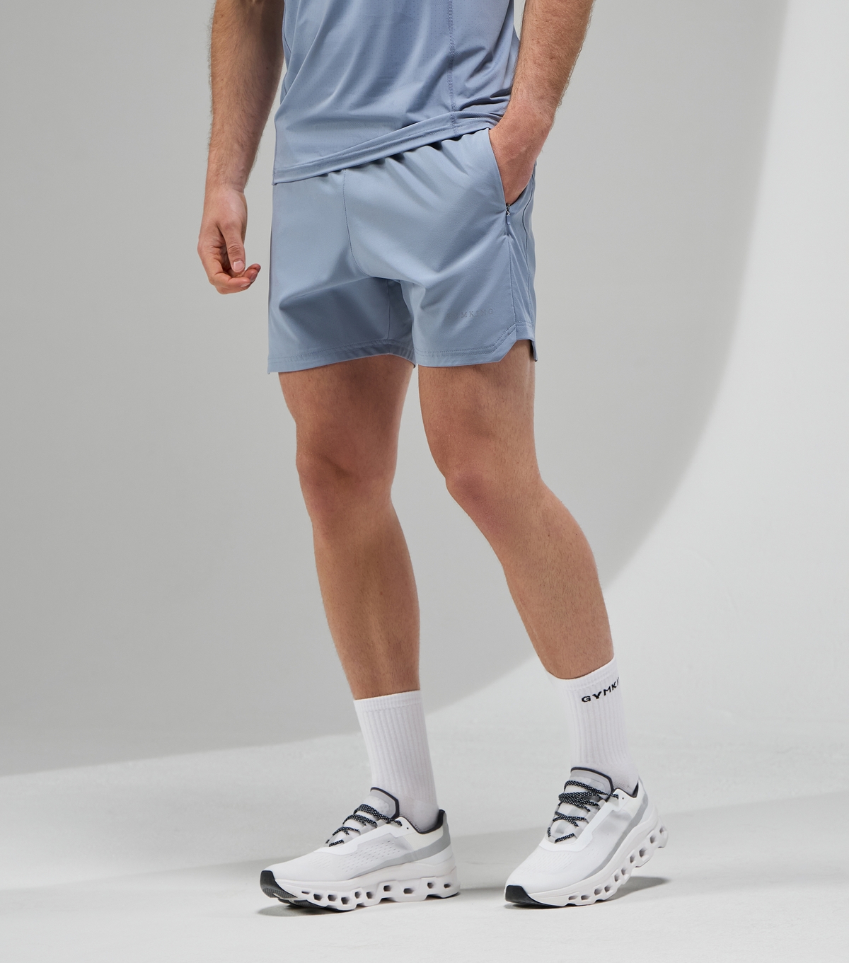 Men's Focus Blue Contrast Panel Shorts Gym King New Look