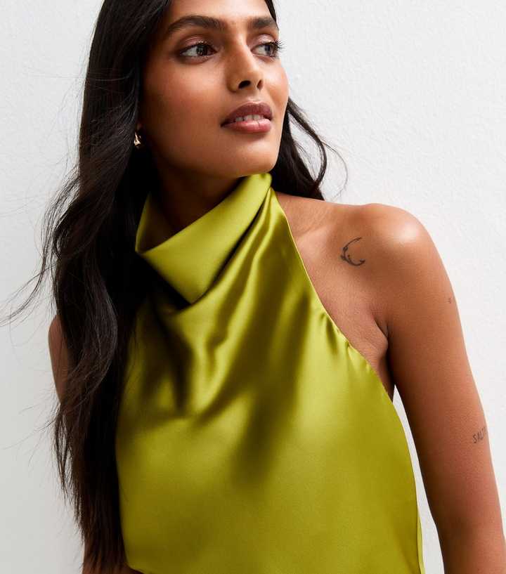 Light Green Satin Halterneck Top