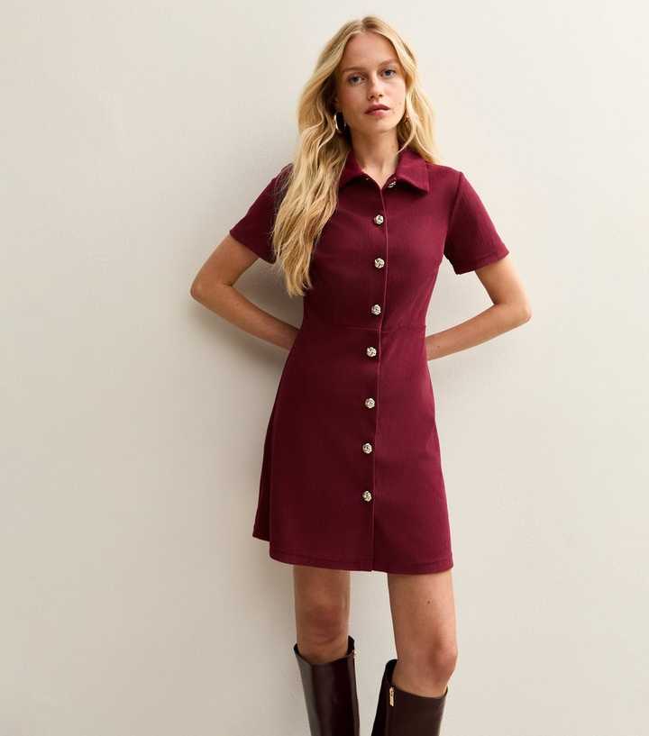slim fit dress slacks Holiday Glam Girl Burgundy Long Sleeve V Neck Gold Button Detail Bodyc – J  Elise Boutique main image 0