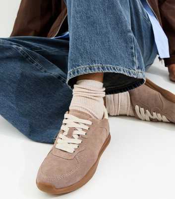 Premium Real Leather Mink Suede Lace Up Trainers