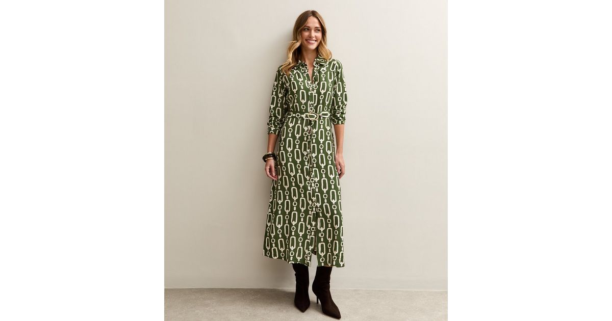 new look green shirt dress Women's Show Me the Way Kelly Green Cotton Button Front Midi Shirt Dress | Size: L