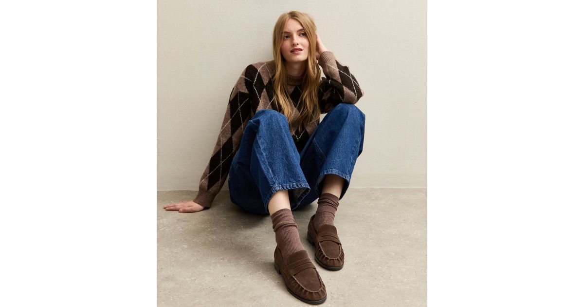 Brown Suede Loafers With Jeans Brown Suede Almond Toe Loafers New Look