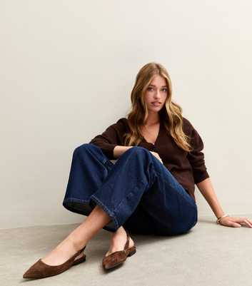 Brown Suede Slingback Ballerina Flats
