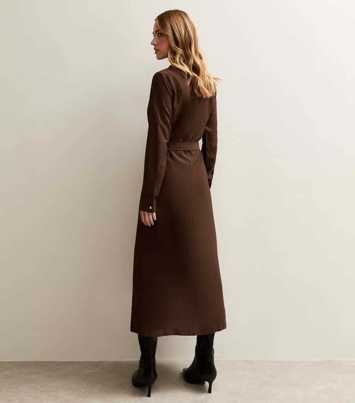 Brown Button Up Belted Midi Shirt Dress | New Look
