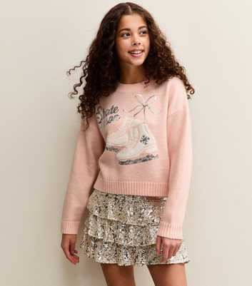 Girls Mid Pink Sequin Skate Season Jumper