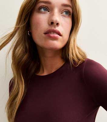 Dark Burgundy Long Sleeve Crew Neck Top