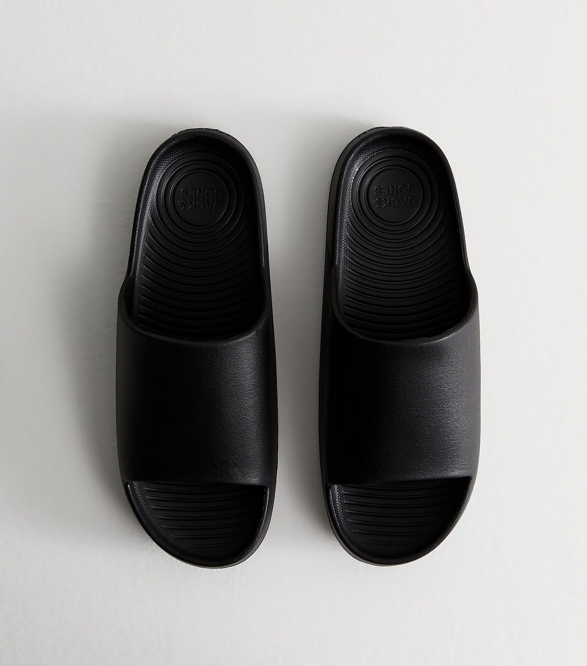 Men's Dark Grey Ripple Effect Sliders Jack & Jones New Look