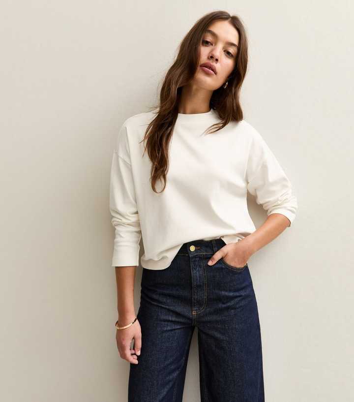 Premium Off White  Cotton Long Sleeve T-Shirt