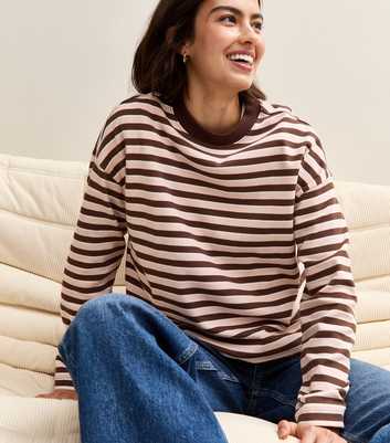 Premium Pink Striped  Heavyweight Cotton Long Sleeves Top
