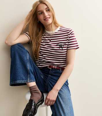 Red Striped New York Print T-Shirt