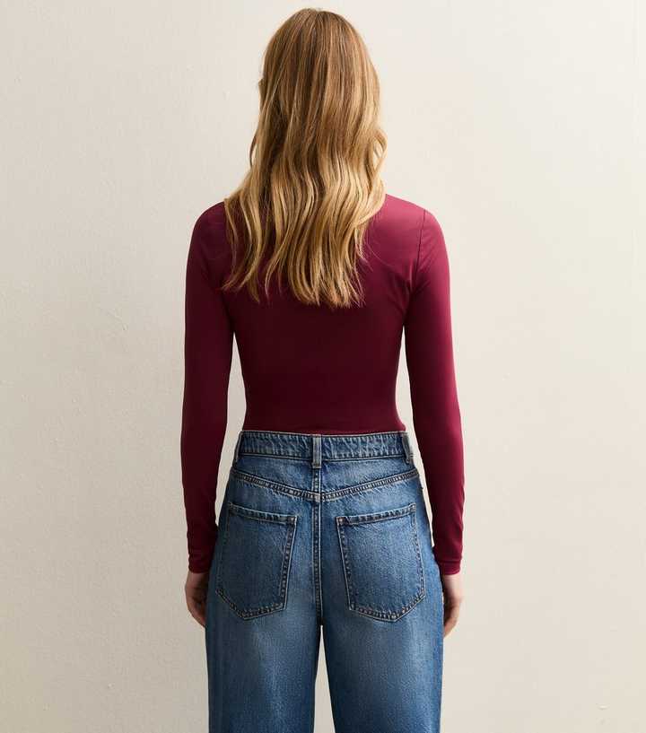 YOURS Plus Size Wine Red Long Sleeve Lace Bodysuit | Yours Clothing