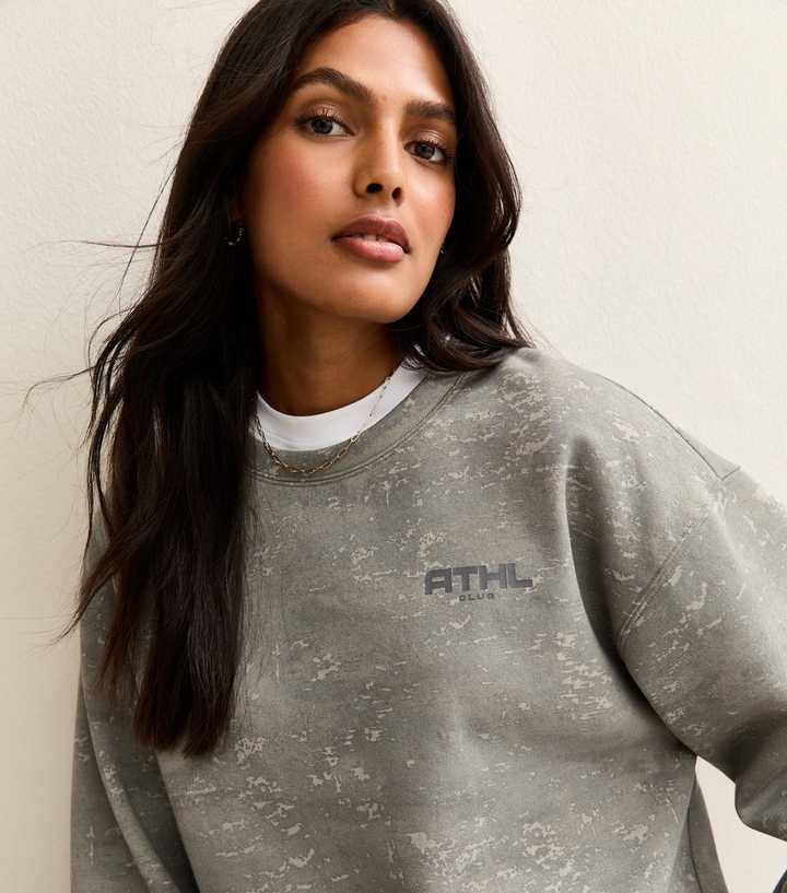 Grey Camo Print Logo Sweatshirt