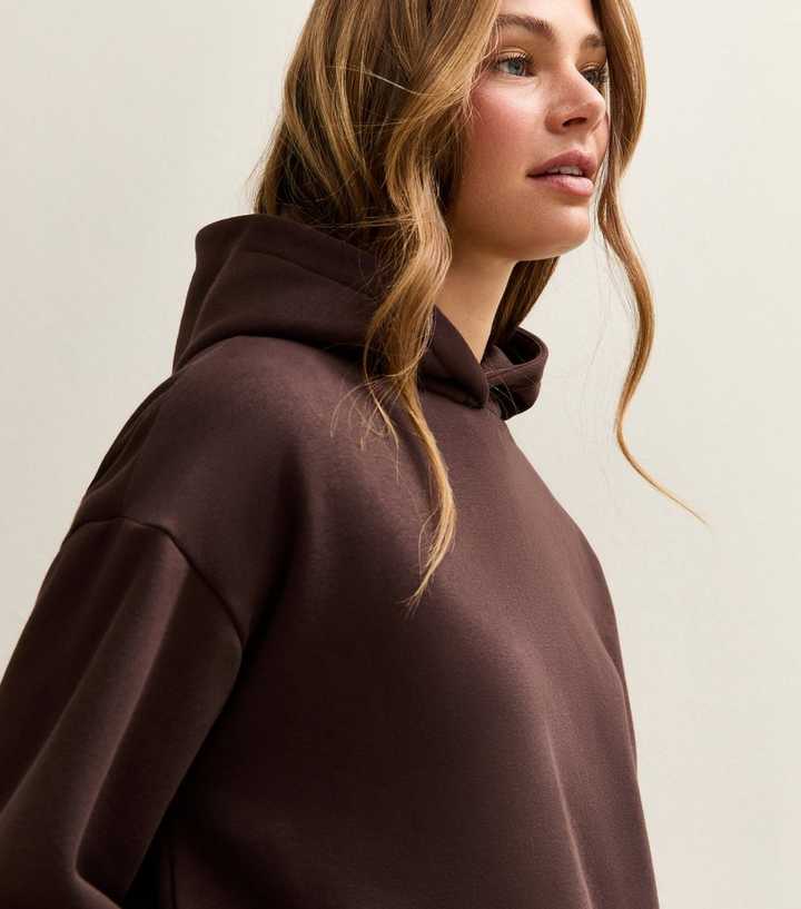 Dark Brown Relaxed Drop Shoulder Hoodie