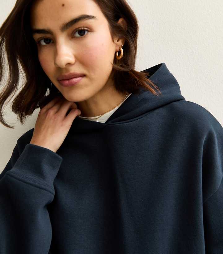 Navy Relaxed Drop Shoulder Hoodie