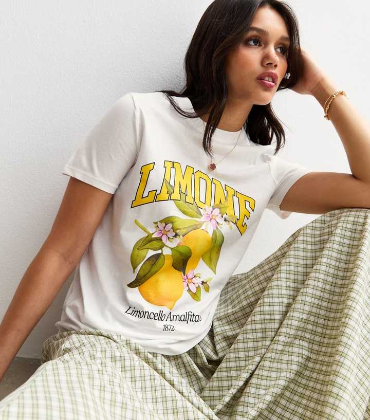 White Limone Print Relaxed T-Shirt