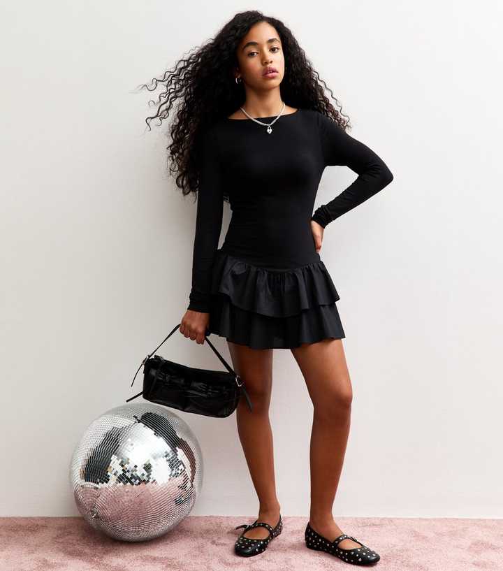 Girls Black Long Sleeve Rara Skirt Dress | New Look Girls Black Long Sleeve Rara Skirt Dress | New Look