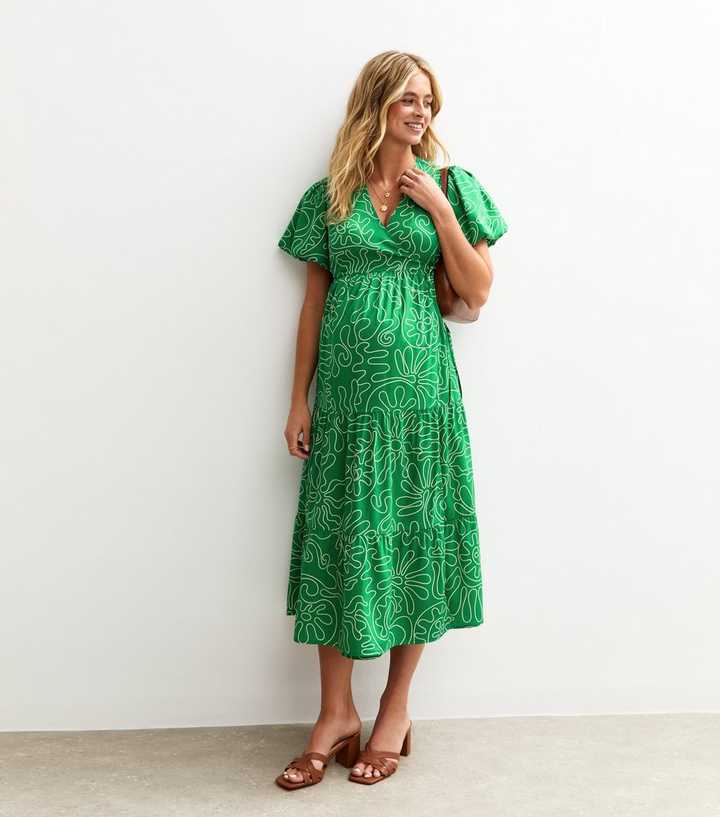 slim fit dress slacks Momyknows Off Shoulder Lace Sheer Splicing Ruched Baby Shower Maternity Maxi Dress Green / M main image 1