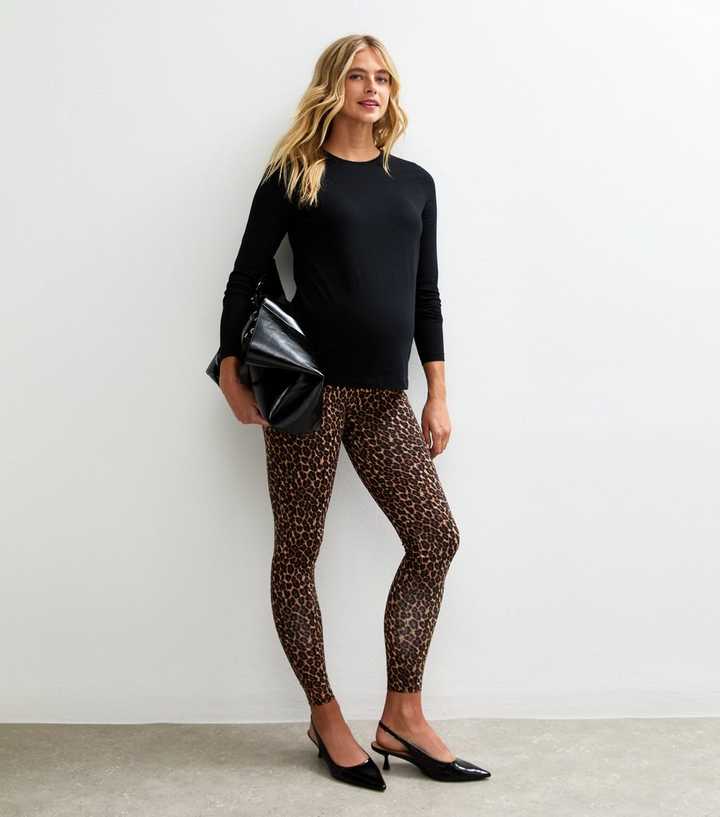 Maternity Brown Leopard Print Leggings