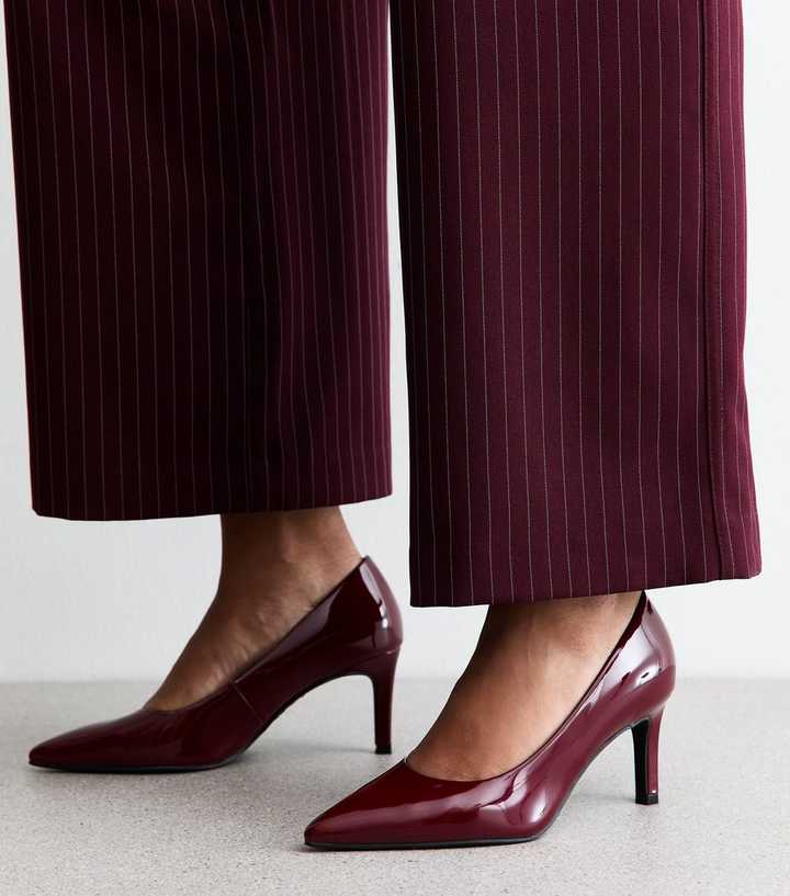 Goddiva Patent Slingback Heeled Court Shoes - Burgundy