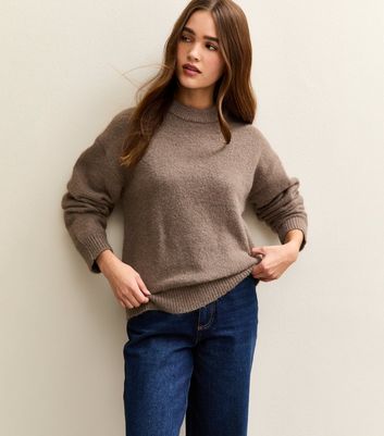 BRIEFING 新品　WOMEN’S WR CREWNECK KNIT S Mink Crew Neck Oversized Textured Knit Jumper | New Look