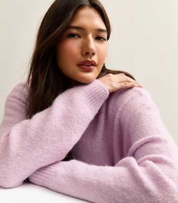 Lilac Crew Neck Oversized Textured Knit Jumper