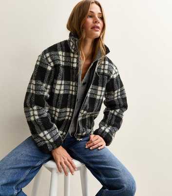Black Checked Borg Jacket
