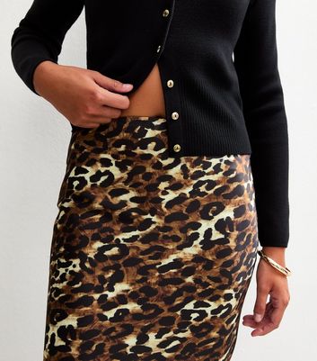 mid length leopard skirts tall