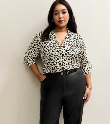 Curves White Heart Print Shirt