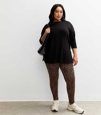 Curves Brown Leopard Print Leggings
