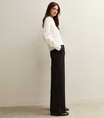 Tall Black Pull On Wide Leg Trousers