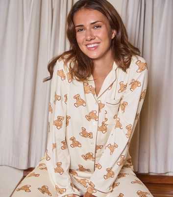 Loungeable Cream Teddy Bear Pyjama Set