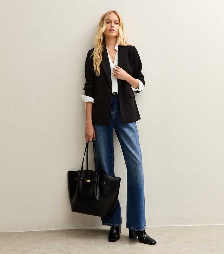 Black Single Breasted Blazer Jacket