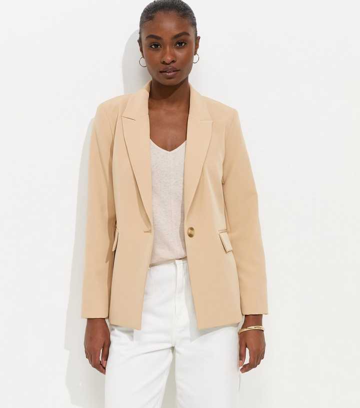 Camel Single Breasted Blazer Jacket
