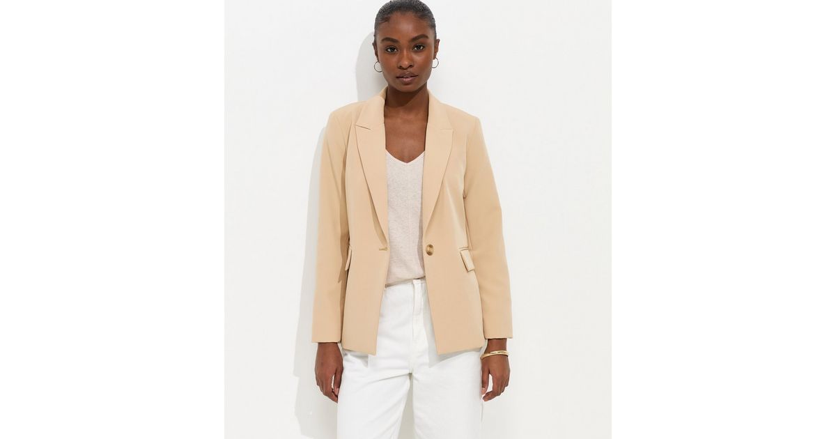 Camel Single Breasted Blazer Jacket
