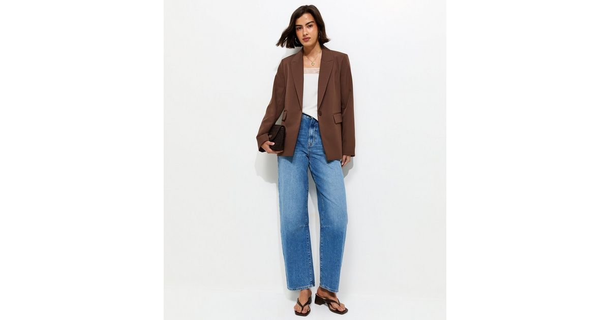 Dark Brown Single Breasted Blazer Jacket