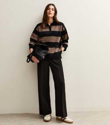 Black Pull On Wide Leg Trousers
