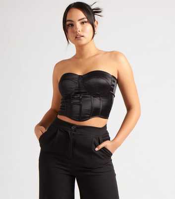 Urban Bliss Black Satin Corset Top