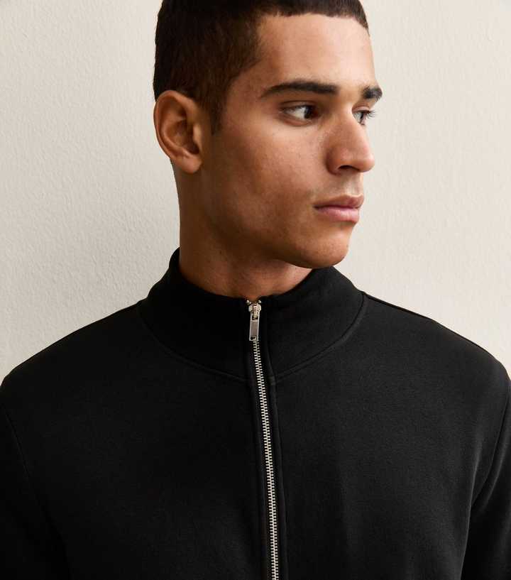 Black Zip Up High Neck Sweatshirt