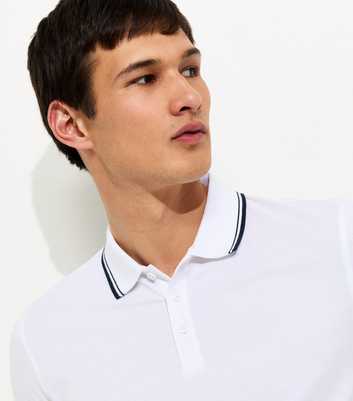 White Regular Contrast Tipping Pique Polo Top