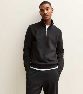 Black Regular Quarter Zip Sweatshirt