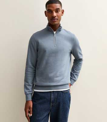 Light Grey Regular Quarter Zip Sweatshirt