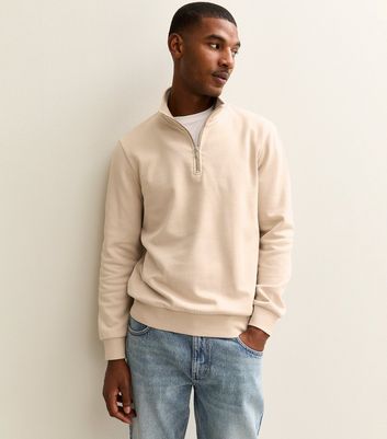 Stone  quarter Zip Sweatshirt Mサイズ Stone Regular Quarter Zip Sweatshirt | New Look