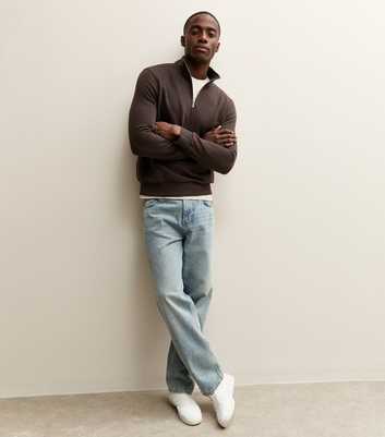 Dark Brown Regular Quarter Zip Sweatshirt