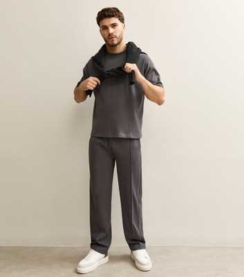 Dark Grey Relaxed Straight Leg Pintuck Joggers