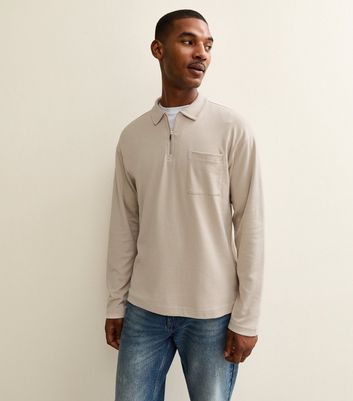 トップス STONE  19SS Cotton Jersey Polo-XL Stone Relaxed Quarter Zip Polo Collar Top | New Look