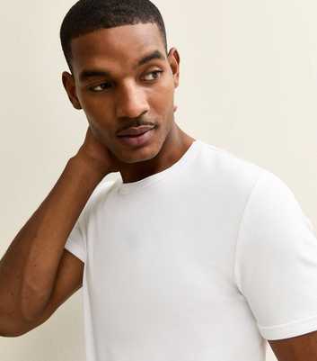 White Muscle Fit Ribbed Jersey T-Shirt